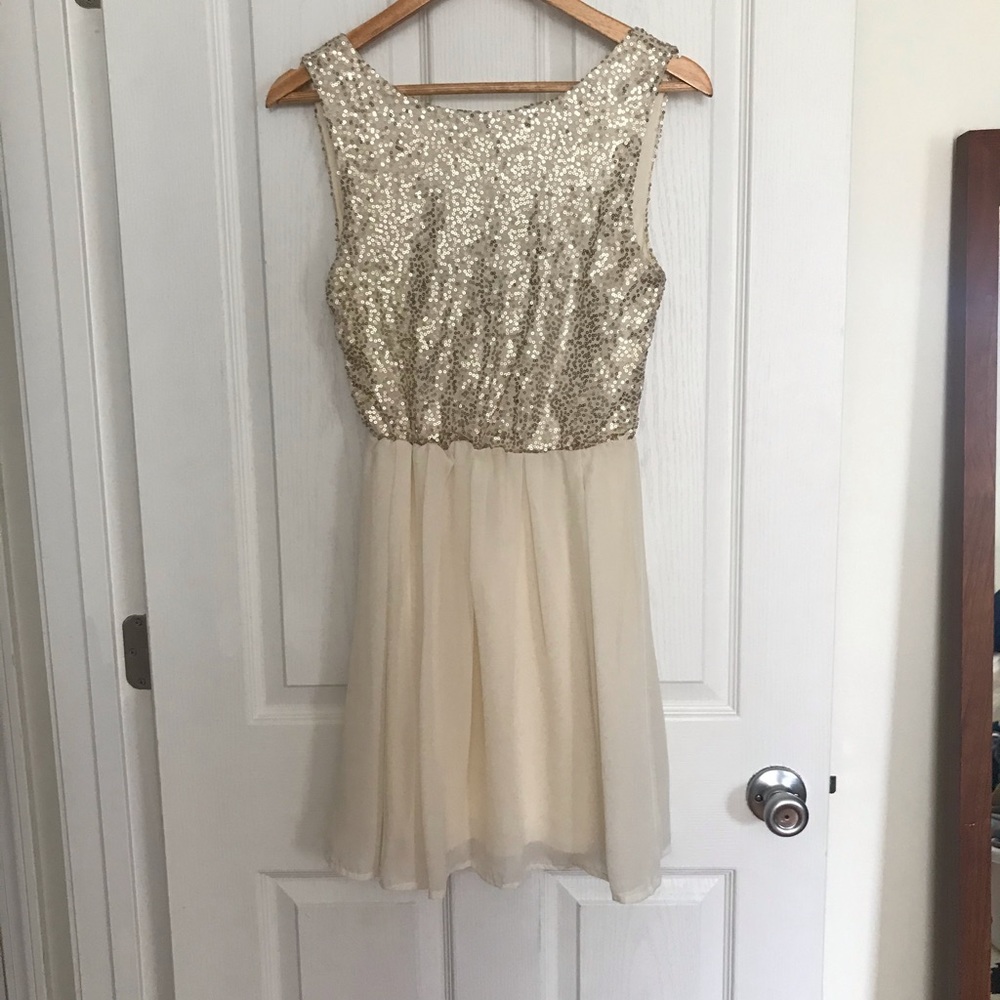 Cream sparkly dress - NYE party perfect!